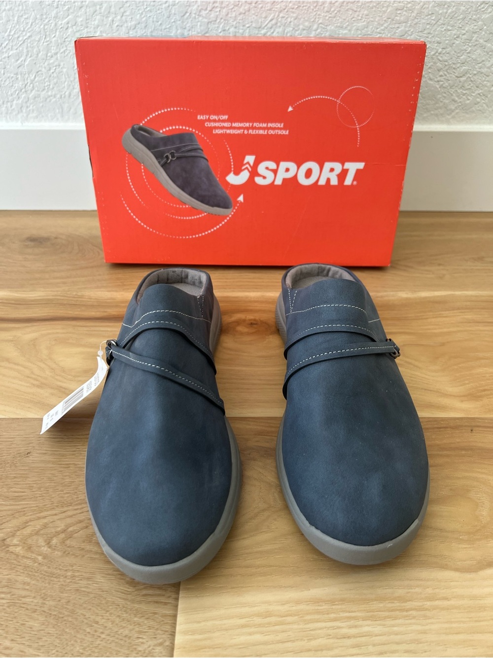 JSport Gina Women's Slip-On Mule Clog Navy Memory Foam US 10